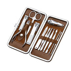 FAMILIFE Manicure Set, Professional Nail Kit Nail Clipper Set, 12PCS Stainless Steel Manicure Kit, with Brown Leather Travel Case Luxury Gifts for Him