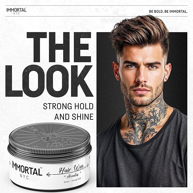 Immortal NYC Hair Waxes for Men - Aventus Extra Strong Hold, Low Shine Hair Wax - Mens Water Based, No Residue Non-Greasy Hair Paste -Pomade- All Natural Styling Wax for All Hair Types