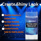 MEICOLY Royal Blue Body Glitter Stick,Hair Glitter Stick for Women,Waterproof Sparkle Chunky Face Glitter Makeup for Halloween Mardi Gras Party Rave Party Festival