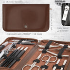 3 Swords Germany - brand quality 16 piece manicure pedicure grooming kit set for professional finger & toe nail care scissors clipper synthetic leather case, Made in Germany