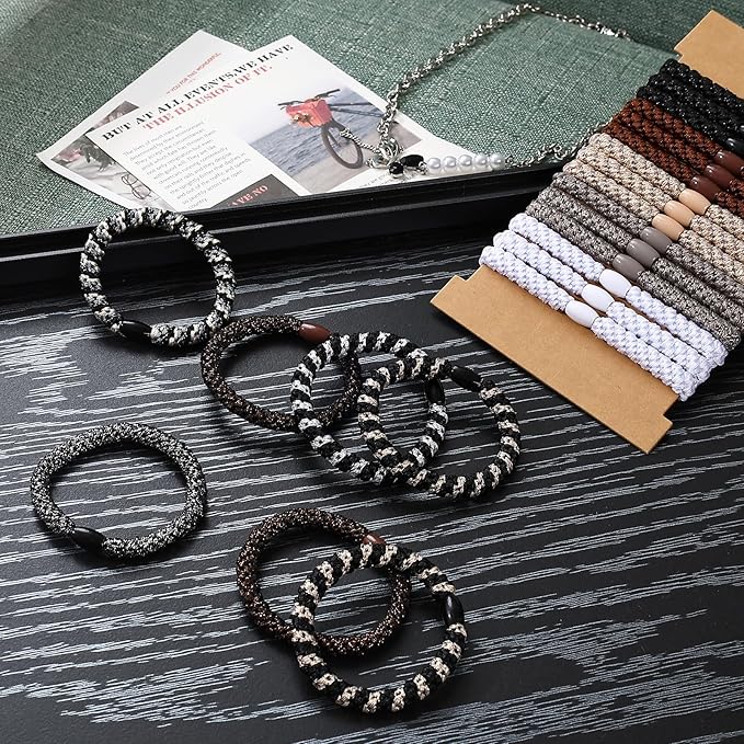 30 Pcs Hair Ties No Damage for Women Girls, High Elastic Braided Hair Ties for Thick Hair, Soft Ponytail Holders, No Crease Hair Bands for Curly Thin Hair Scrunchies (Neutral Colors)