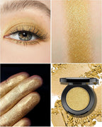Gold Eyeshadow Single Handmade Pressed Eyeshadow Palette Long Lasting With No Creasing, Intense Color Pigmented Gold Eye Shadow-1Gold