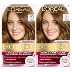 L'Oreal Paris Excellence Crème Permanent Hair Dye, Triple Care Hair Color with Pro-Keratine Complex for 100% Gray Hair Coverage, 6G Light Golden Brown, 1 Kit (Pack of 2)