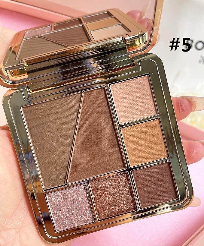 All-in-One Eyeshadow Palette, 7 Colors Eye Shadow Palette, Glitter, Matte, Shimmer Eyeshadows, Blush, Highlighter Contour Makeup Palettes, Highly Pigmented Waterproof Long Lasting. (Color 5)