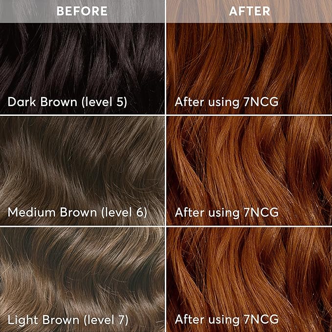 Madison Reed Radiant Hair Color Kit - 7NCG Light Golden Copper (Genova Red), Dimensional Gray Hair Blending Permanent Hair Dye, PPD-Free & Ammonia-Free, 1 Pack