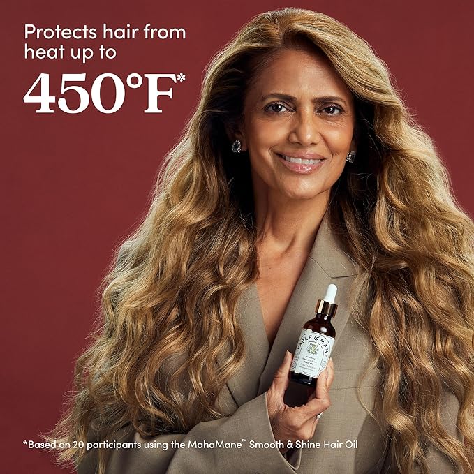 Fable and Mane MahaMane Smooth & Shine Hair Serum - Protective Oil Treatment for Dry, Damaged Hair. 1.8FL oz