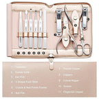 FAMILIFE Gifts for Women, Manicure Set Professional Manicure Kit 11 in 1 Nail Kit Nail Clippers Tools Stainless Steel with Rose Gold Leather Case Travel Sets