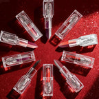 2 in 1 Dark Red Matte Lipstick Glitter Silver Lipstick Dual Sided Waterproof Lipsticks for Women One Stroke Two-Tone Long Lasting Lip Stick for Christmas Halloween,DU-Q9