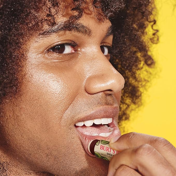 Burt's Bees Shea + Aloe Lip Balm Stocking Stuffers Christmas Gifts, Antioxidant Vitamin Rich Formula Locks in Moisture for Instant Hydration, Natural Smoothing Lip Treatment for After Sun Care(4-Pack)