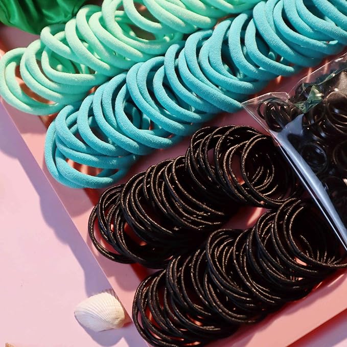 YANRONG Women's Hair Accessories Set: 755PCS Seamless Ponytail Holders, Variety Scrunchies, Bands and Ties for Thick and Curly Hair (Green)