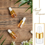 200 Pcs Mini Glass Oil Dropper Bottle Bulk, Clear Essential Small Empty Bottles Sample Containers Perfume Liquid Vials with Cap for Traveling (1 ml,Gold)