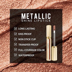 Brown Lipsticks for Women Metallic Lipstick Long Lasting Non Stick Cup Lip Gloss, Shimmer Lightweight Hydrating Full Coverage Lip Color, DP113 Pleasure