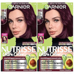 Garnier Hair Color Nutrisse Ultra Color Nourishing Creme, BR2 Dark Intense Burgundy (Passion Fruit) Red Permanent Hair Dye, 2 Count (Packaging May Vary)