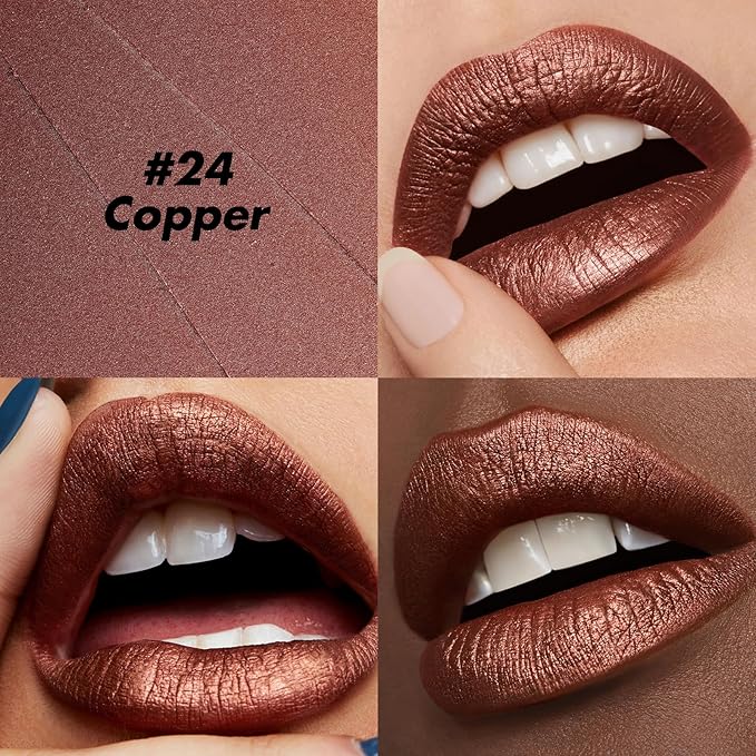 FOCALLURE Ultra Chic Lipstick,Rich Vitamin E Lip Crayon,Lightweight Color without Drying or Fading,Long Lasting Lips Makeup,#24 Copper