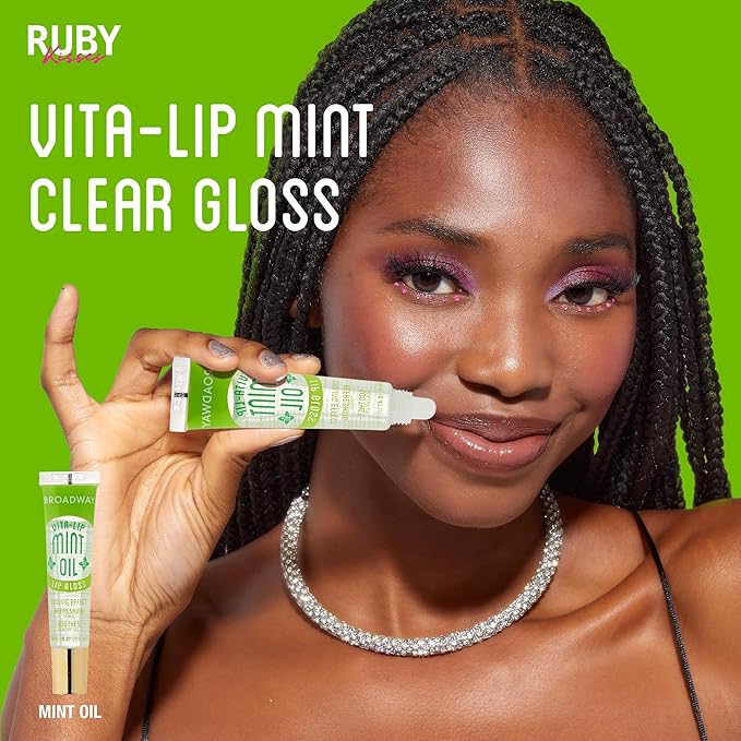 Ruby Kisses Broadway Vita-Lip Clear Lip Gloss (Mint Oil 6 Pack), Ultra-Hydrating & Soothing Formula with Vitamin Oils, High-Shine Non-Sticky Finish, Nourishing Glossy Lip Balm With Cooling Effect