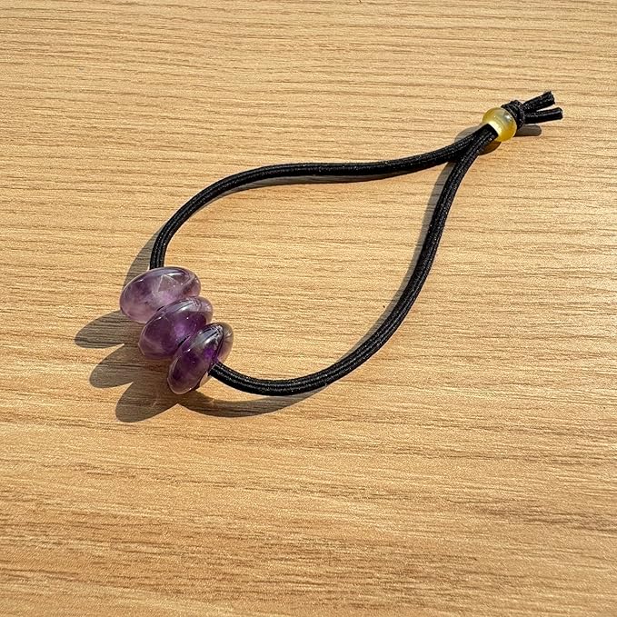 Elastic Hair Tie for Women Real Gemstone beads Ponytail Holders Hair Accessories hair elastic tie for Women Men (Lepidolite)