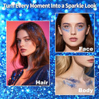 MEICOLY Royal Blue Body Glitter Stick,Hair Glitter Stick for Women,Waterproof Sparkle Chunky Face Glitter Makeup for Halloween Mardi Gras Party Rave Party Festival