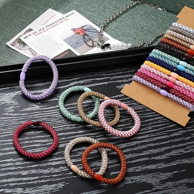 30 Pcs Hair Ties No Damage for Women Girls, High Elastic Braided Hair Ties for Thick Hair, Soft Ponytail Holders, No Crease Hair Bands for Curly Thin Hair Scrunchies (Multicolor Colors)