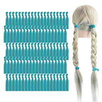 MEEDEE Teal Blue No Crease Soft Knotted Hair Ties - 100 Pack Ouchless Yoga & Pony Tail Bracelets for Women