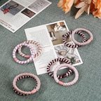 30 Pcs Hair Ties No Damage for Women Girls, High Elastic Braided Hair Ties for Thick Hair, Soft Ponytail Holders, No Crease Hair Bands for Curly Thin Hair Scrunchies (Pink Colors)