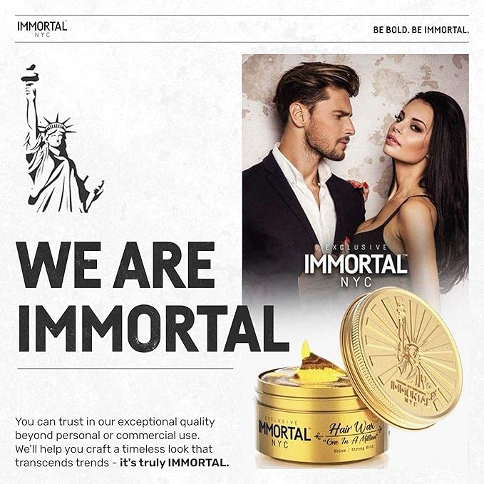 Immortal NYC One In A Million Hair Styling Product - 8 out of 9 Holding Ability, High Shine - All Natural Water-Based Formula for Men, No Residue, Suitable for All Hair Types