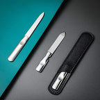 3 Pcs Stainless Steel Nail Files Kit with Leather Case, Double Sided Metal Nail Files with Anti-Slip Handle for Women and Men, Metal File Buffer Manicure Pedicure Tools for Fingernail Toenail(Black)