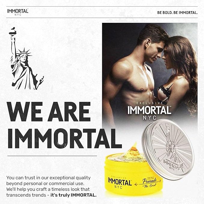 Immortal NYC The Creed Hair Pomade - Strong Hold, Max Shine, All Natural Water-Based Pomade for Men, No Residue, All Hair Types
