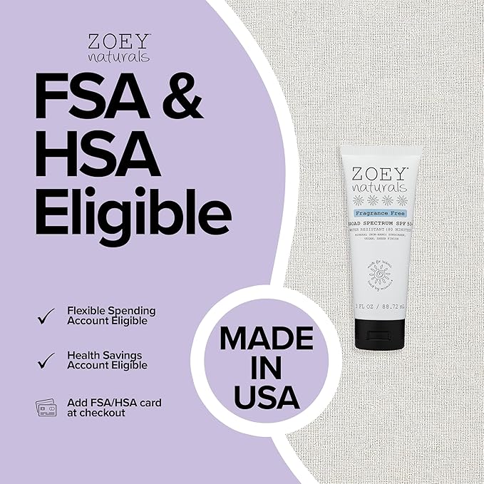 Zoey Naturals SPF 50+ Sunscreen for Babies & Children - Water-Resistant, Reef-Safe, Non-Nano Zinc Oxide, for Sensitive Skin & Kids, Made in USA