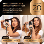 Blowout Brush Hair Dryer, 4-in-1 Blow Drying Brush, Authomatic Dual Voltage, Ionic Hair Straightener w/No Heat Damage, Light 1.3 lb Blowout Tool, Blow Dryer Curling Wand, Hot Air Styler for All Types