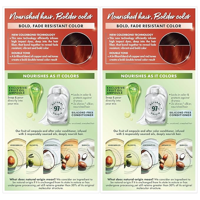 Garnier Hair Color Nutrisse Ultra Color Nourishing Creme, RC1 Medium Intense Copper Red (Terracotta Chili) Permanent Hair Dye, 2 Count (Packaging May Vary)