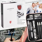 3 Swords Germany - brand quality 16 piece manicure pedicure grooming kit set fashion leather case light pink, Made in Germany