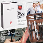 3 Swords Germany - brand quality 16 piece manicure pedicure grooming kit set for professional finger & toe nail care scissors clipper synthetic leather case, Made in Germany
