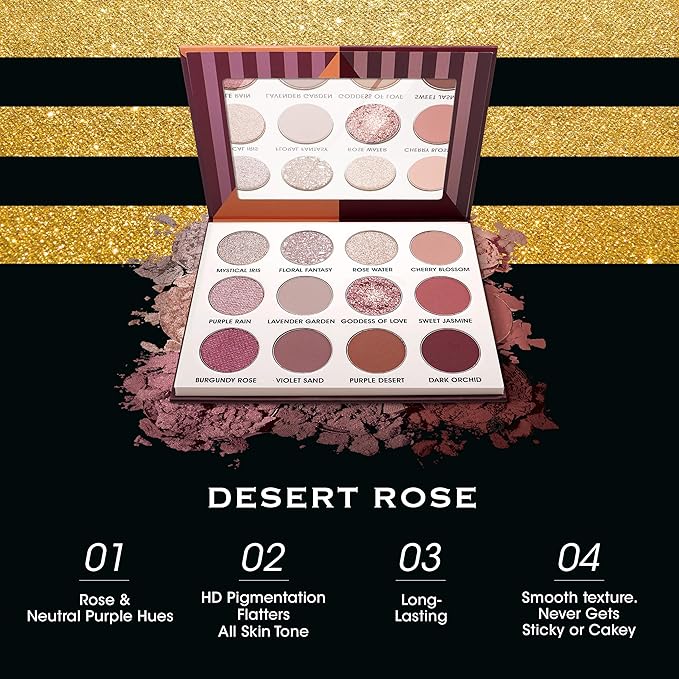 EBIN NEW YORK Desert Rose - Secret of Pharaoh Eyeshadow Palette, Highly Pigmented and Blendable, Cruelty-Free, Long-Lasting Matte & Shimmer