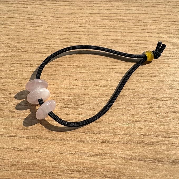 Elastic Hair Tie for Women Real Gemstone beads Ponytail Holders Hair Accessories hair elastic tie for Women Men (Rose Quartz)
