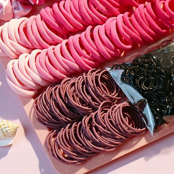 YANRONG Hair Accessories for Woman Set, 755PCS Seamless Ponytail Holders Variety Hair Scrunchies Hair Bands Scrunchy Hair Ties For Thick and Curly (Rose)