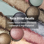 Baked Eyeshadow Makeup Palette - 16 Pigmented Soft Neutrals, Earth Tones & Smoky Shades with Glitter, Matte & Metallic Finishes, Long-Wear Blendable Eye Shadow Make Up Pallet for All Skin Tones