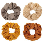 Silk Satin Scrunchies Women Hair Ties - Ivyu Big Scrunchy Ponytail Holder No Crease Hair Bands Soft Elastic No Hurt Your Hair for Vsco Girl Women Beige Gray Dard Yellow Light Yellow