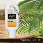 SPF 30 Sunscreen Multi-Pack by L'AUTRE PEAU | Travel Size Sunscreen for Men, Women, and Kids | Non-Greasy Water Resistant | Tropical Scent | TSA Approved | (2oz 3 pack With Carabiner Clip)