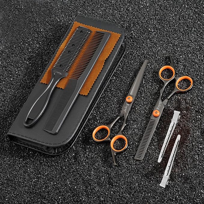 Hair Cutting Scissors Thinning Shears Kit, Fcysy Professional Hair Blending Scissor Kit, Barber Shears Haircut Salon Trimming Scissors for Women Men Pet