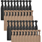 79style Women's Hair Accessories - 100pcs Fabric Ribbon Ties, Knotted Ponytail Holders in Brown & Black, No Break, No Damage, Soft & Flat for Yoga
