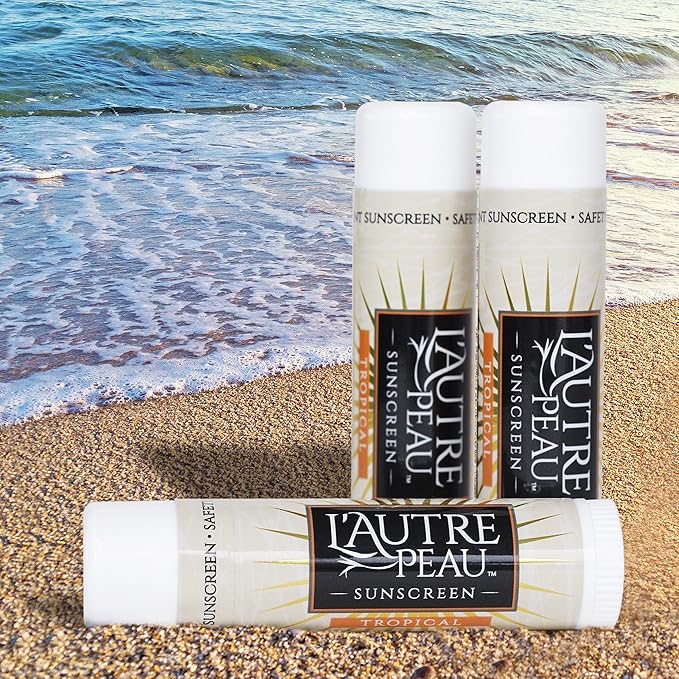 SPF 30 Sunscreen Multi-Pack by L'AUTRE PEAU | Travel Size Sunscreen for Men, Women, and Kids | Non-Greasy Water Resistant | Tropical Scent | TSA Approved | (3 Pack Suncreen Stick)