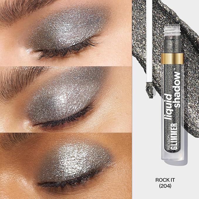 REVLON Glimmer Liquid Shadow, Smudge-Proof Shimmer Eyeshadow Makeup, Long Lasting, High Pigment, 204 Rock-IT