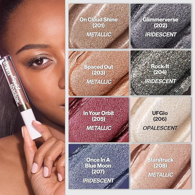 REVLON Glimmer Liquid Shadow, Smudge-Proof Shimmer Eyeshadow Makeup, Long Lasting, High Pigment, 201 On Cloud Shine