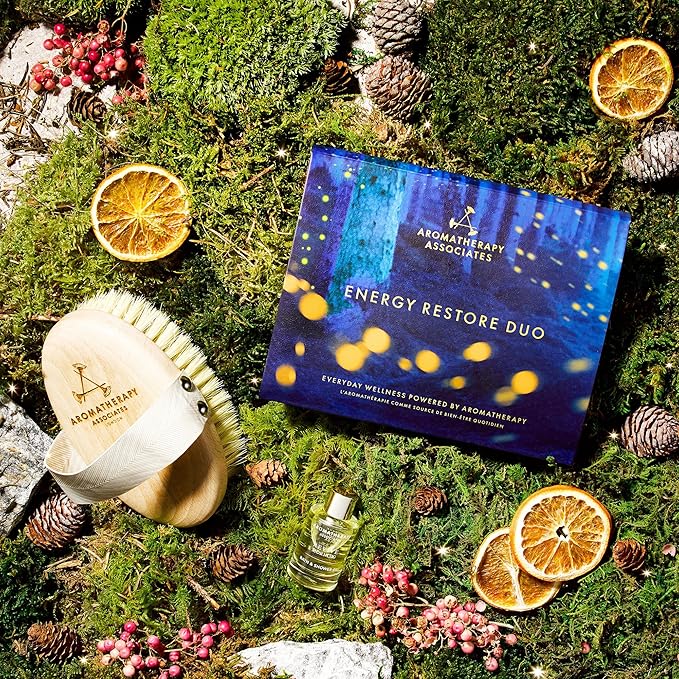 Aromatherapy Associates Energy Restore Duo, Revive Morning Bath & Shower Oil and Revive Body Brush. Made with Premium Essential Oils for Relaxation (2-Piece Set)